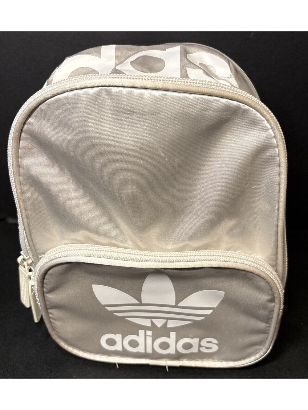 VTG Adidas Originals Santiago 10" Ice Silver Color Mini Backpack Book Bag Clean